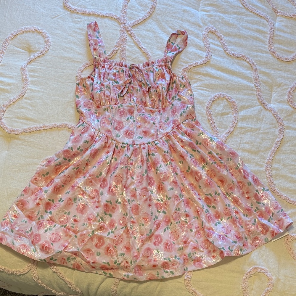 Cider Pink Floral Mini Milkmaid Dress